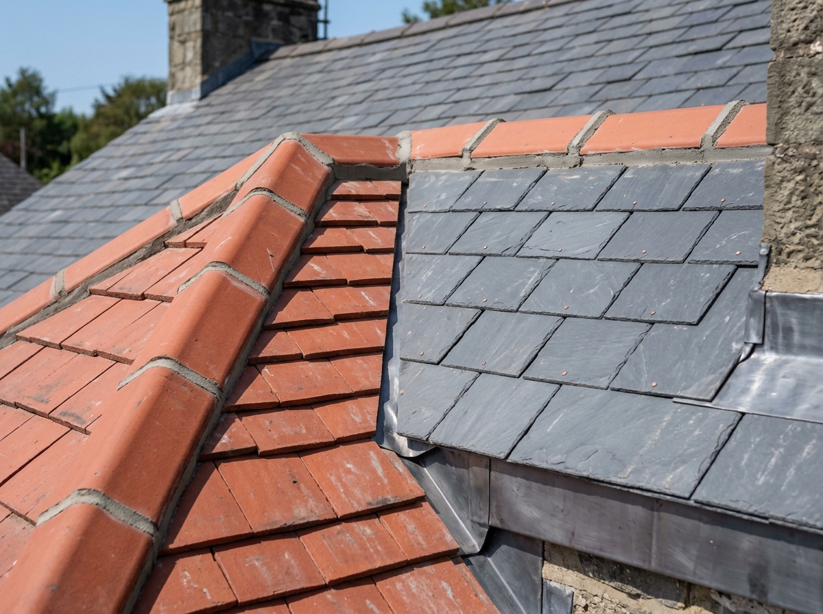 Roof repair slate work detail
